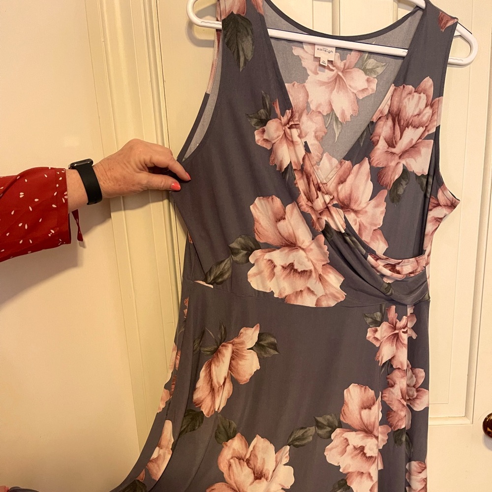 Lightweight sleeveless faux-wrap dress